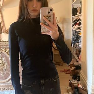 Brandy Melville navy mock neck long sleeve